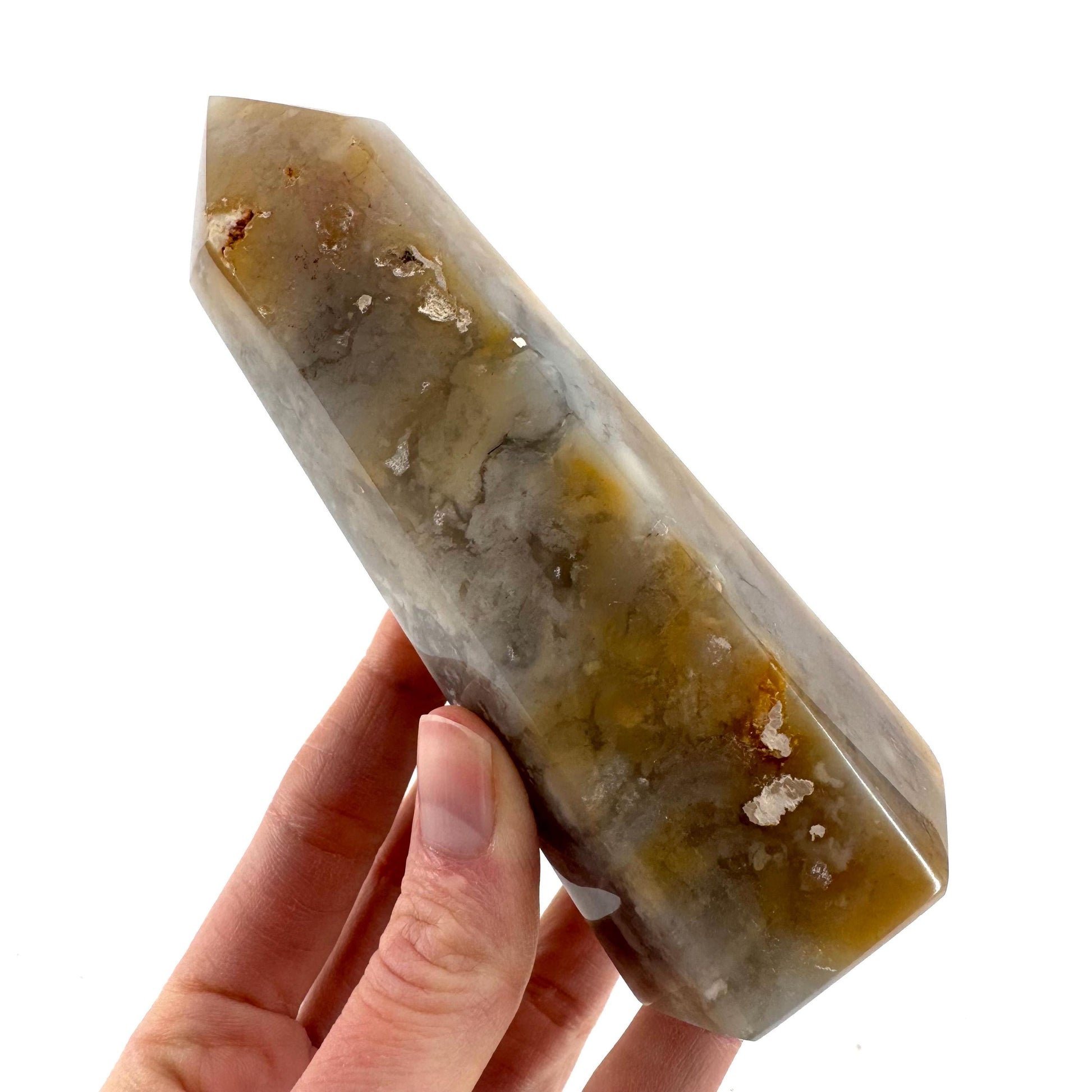 Flower Agate Point | Polished Crystal Tower