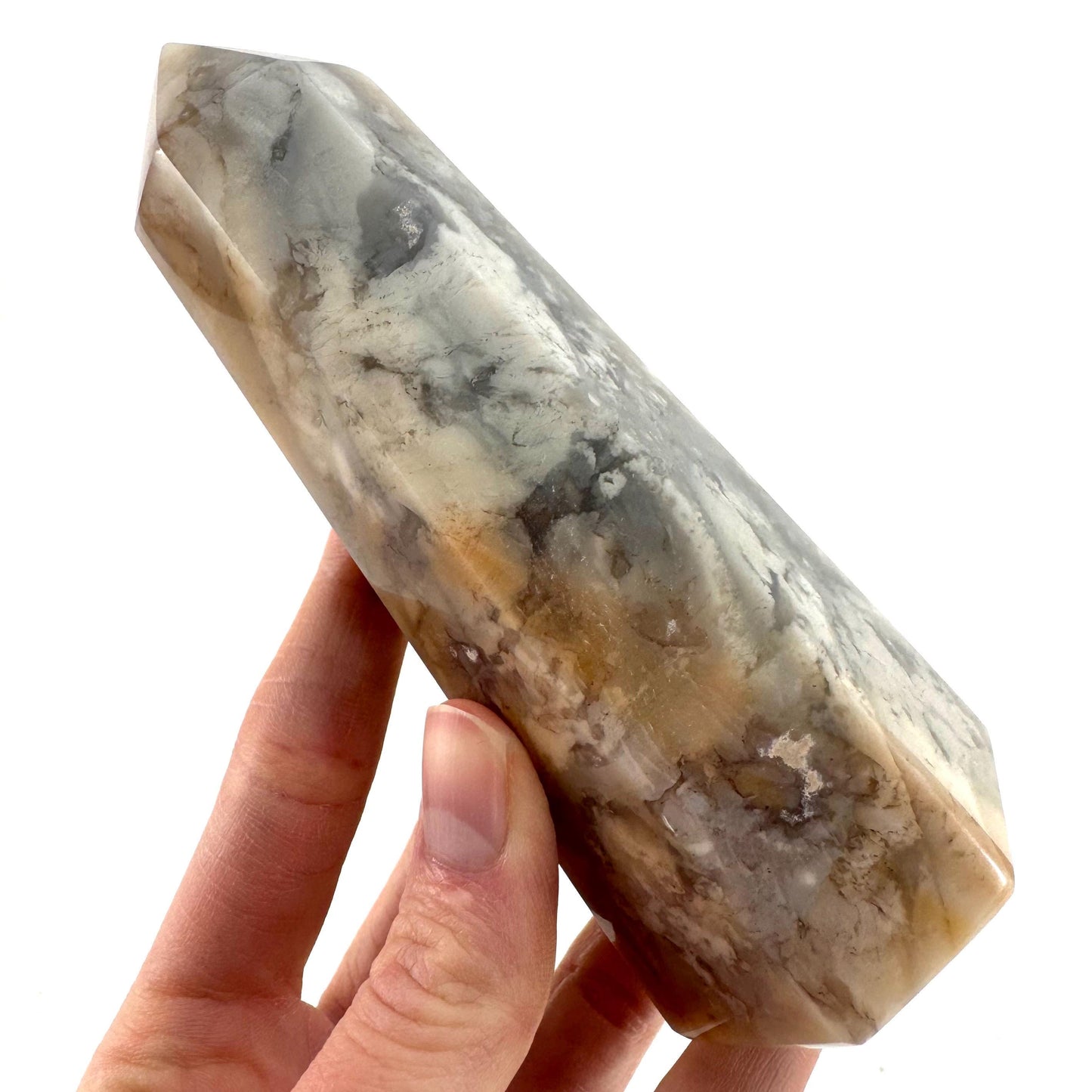 Flower Agate Point | Polished Crystal Tower