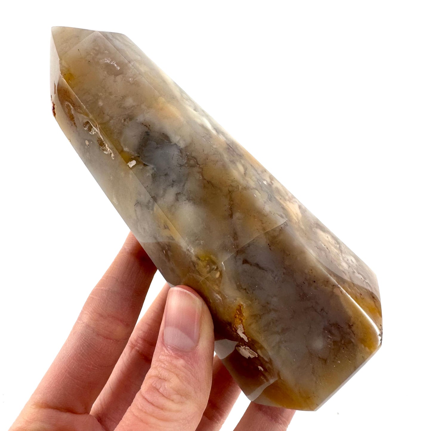 Flower Agate Point | Polished Crystal Tower