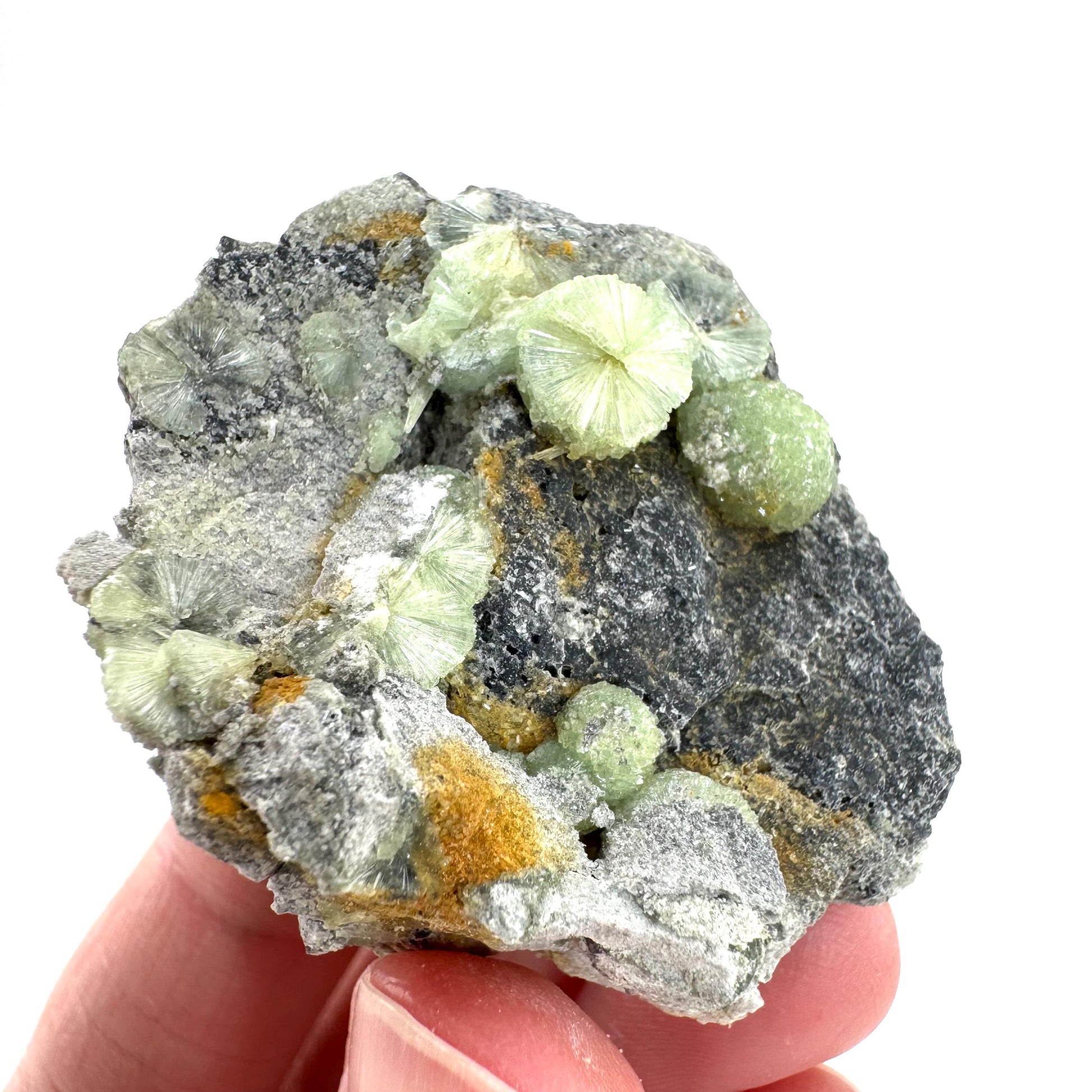 Wavellite (Arkansas, USA) | green crystal cluster, mineral specimen