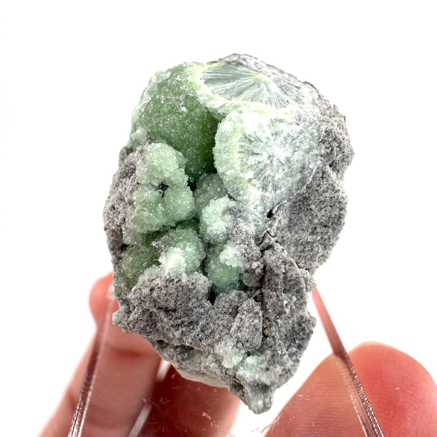 Wavellite (Arkansas, USA) | green crystal cluster, mineral specimen