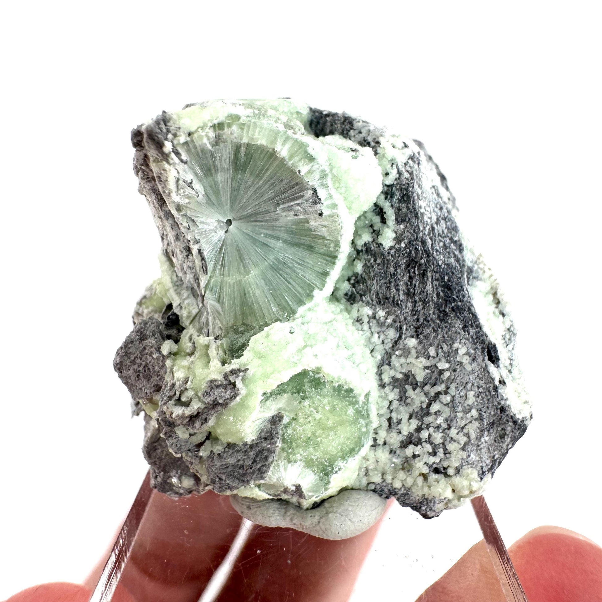 Wavellite (Arkansas, USA) | green crystal cluster, mineral specimen