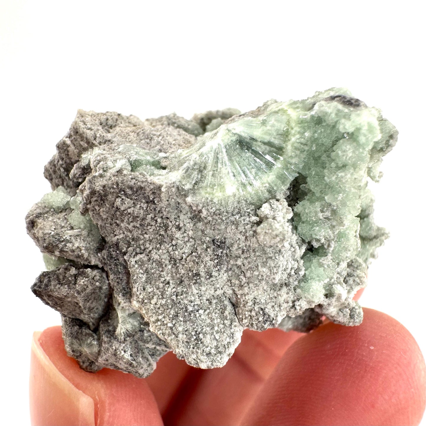 Wavellite (Arkansas, USA) | green crystal cluster, mineral specimen