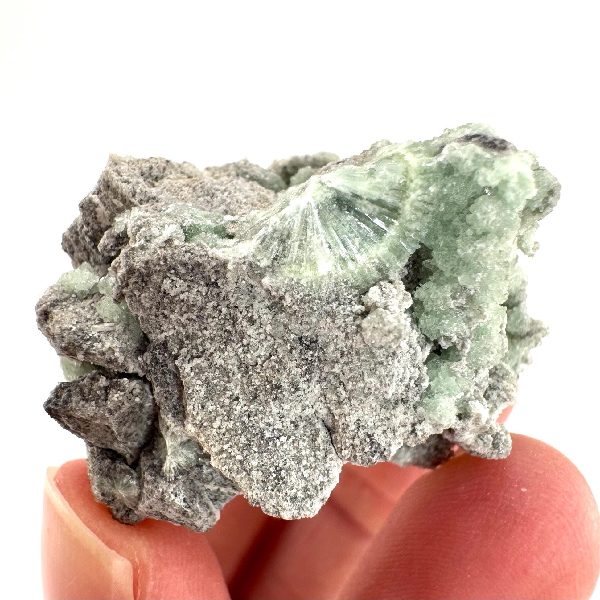 Wavellite (Arkansas, USA) | green crystal cluster, mineral specimen