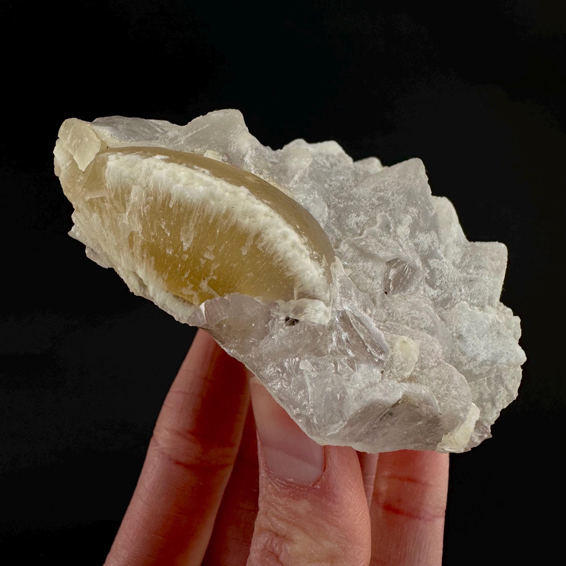 Botryoidal Fluorite on Quartz | yellow fried egg crystal, mineral specimen