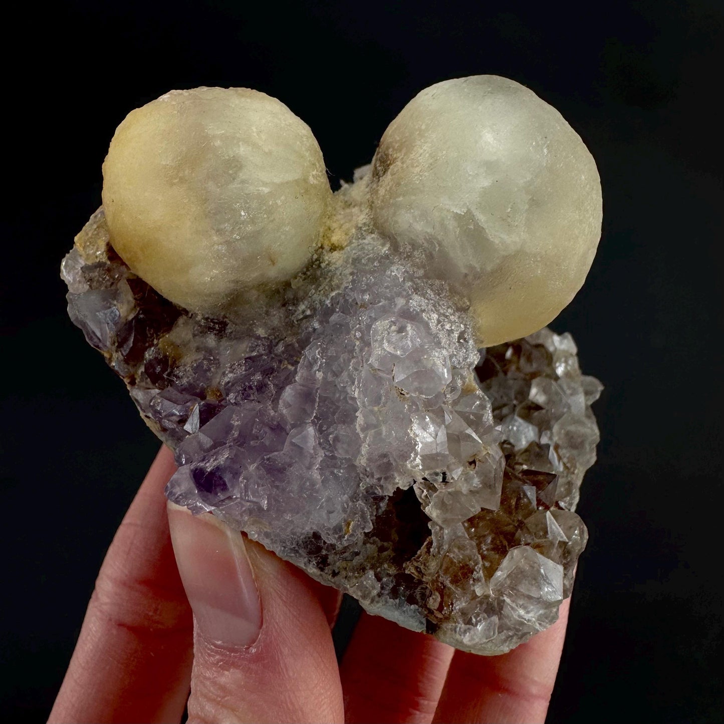 Botryoidal Fluorite on Quartz | yellow fried egg crystal, mineral specimen