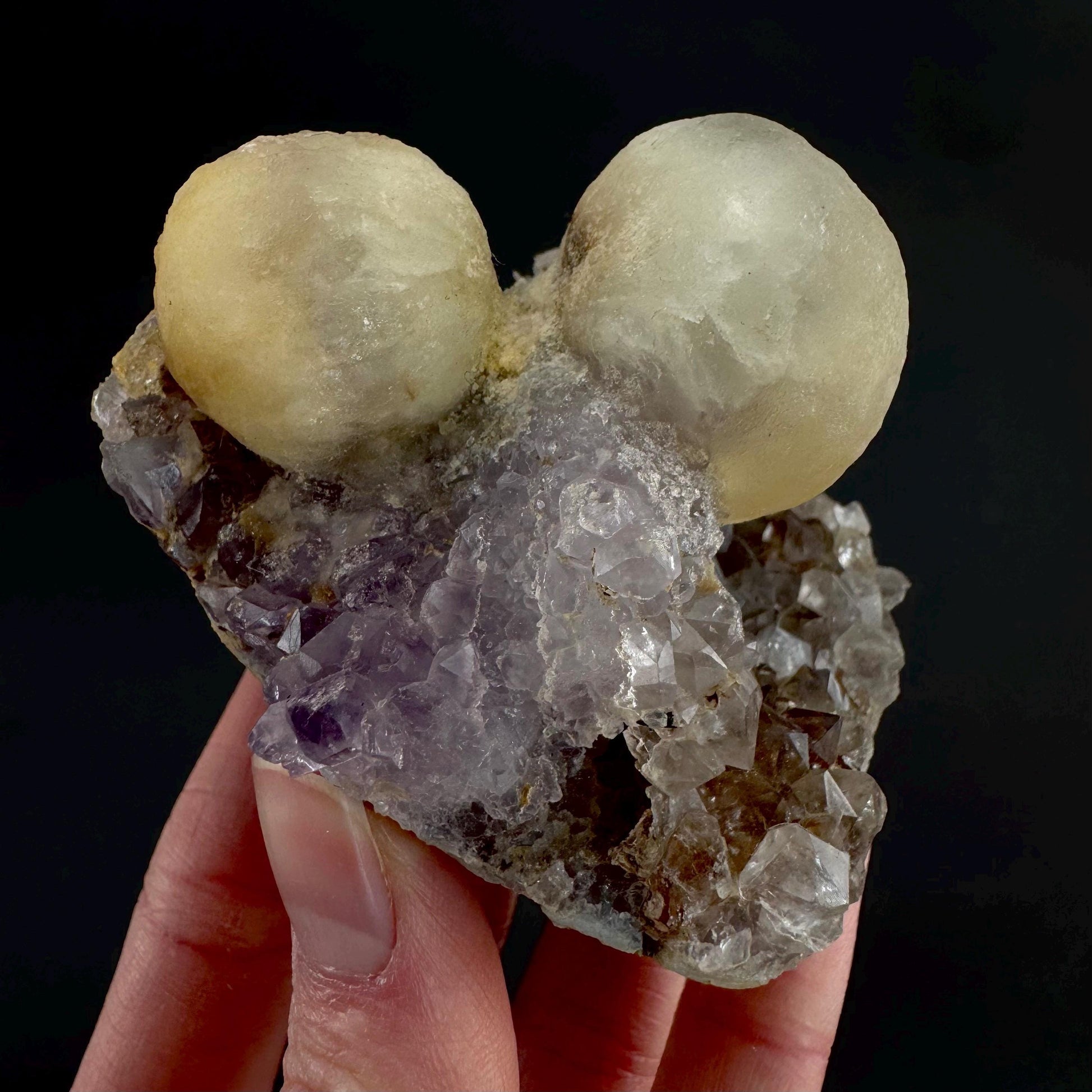 Botryoidal Fluorite on Quartz | yellow fried egg crystal, mineral specimen