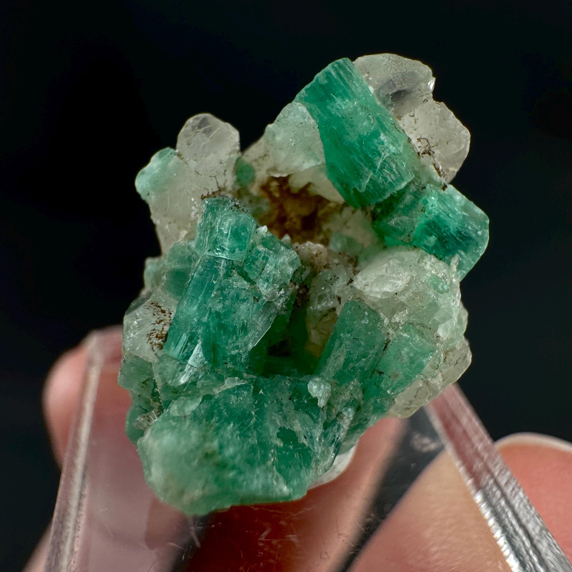 Emerald on Quartz | natural green crystal cluster, raw mineral specimen from Pakistan