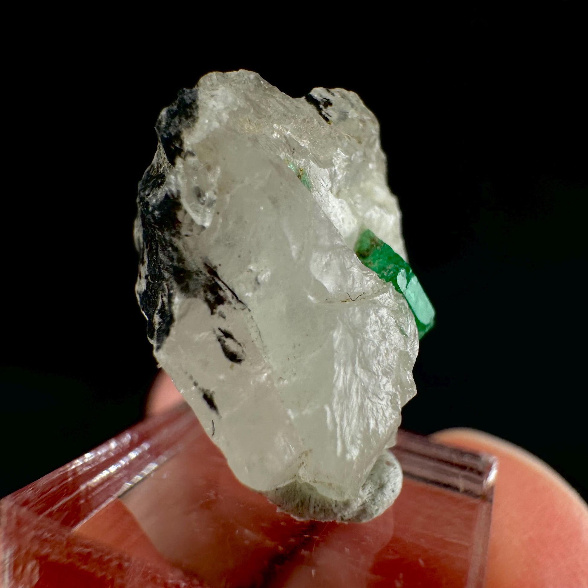 Emerald on Quartz | natural green crystal cluster, raw mineral specimen from Pakistan