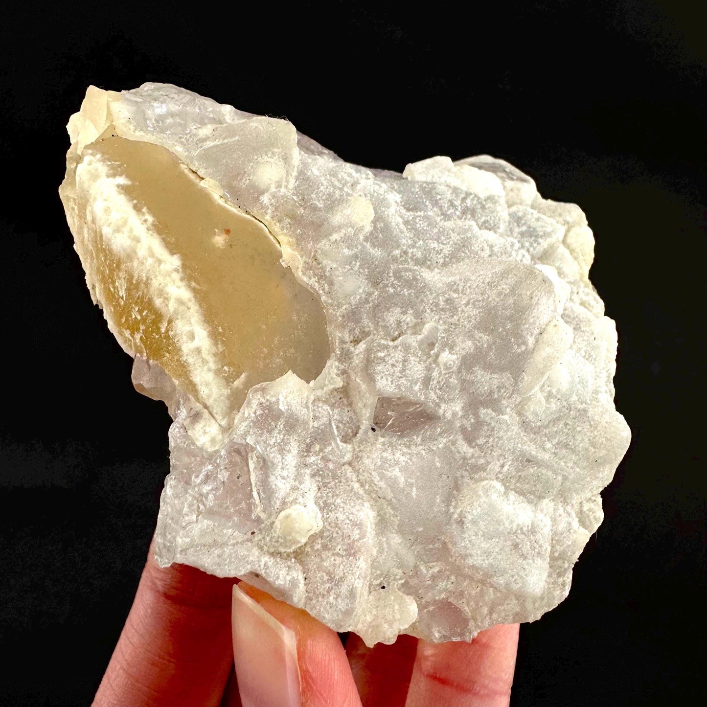 Botryoidal Fluorite on Quartz | yellow fried egg crystal, mineral specimen