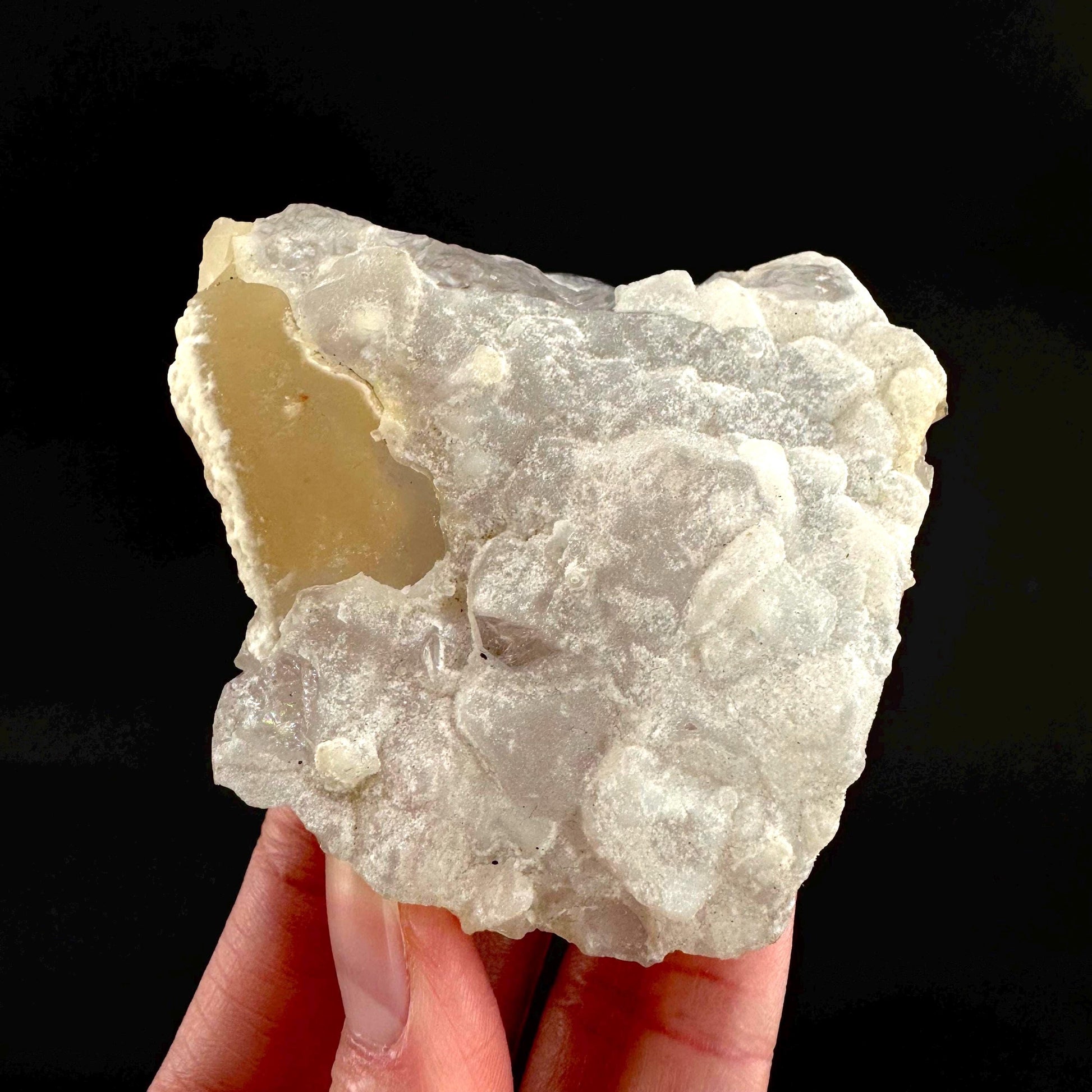 Botryoidal Fluorite on Quartz | yellow fried egg crystal, mineral specimen