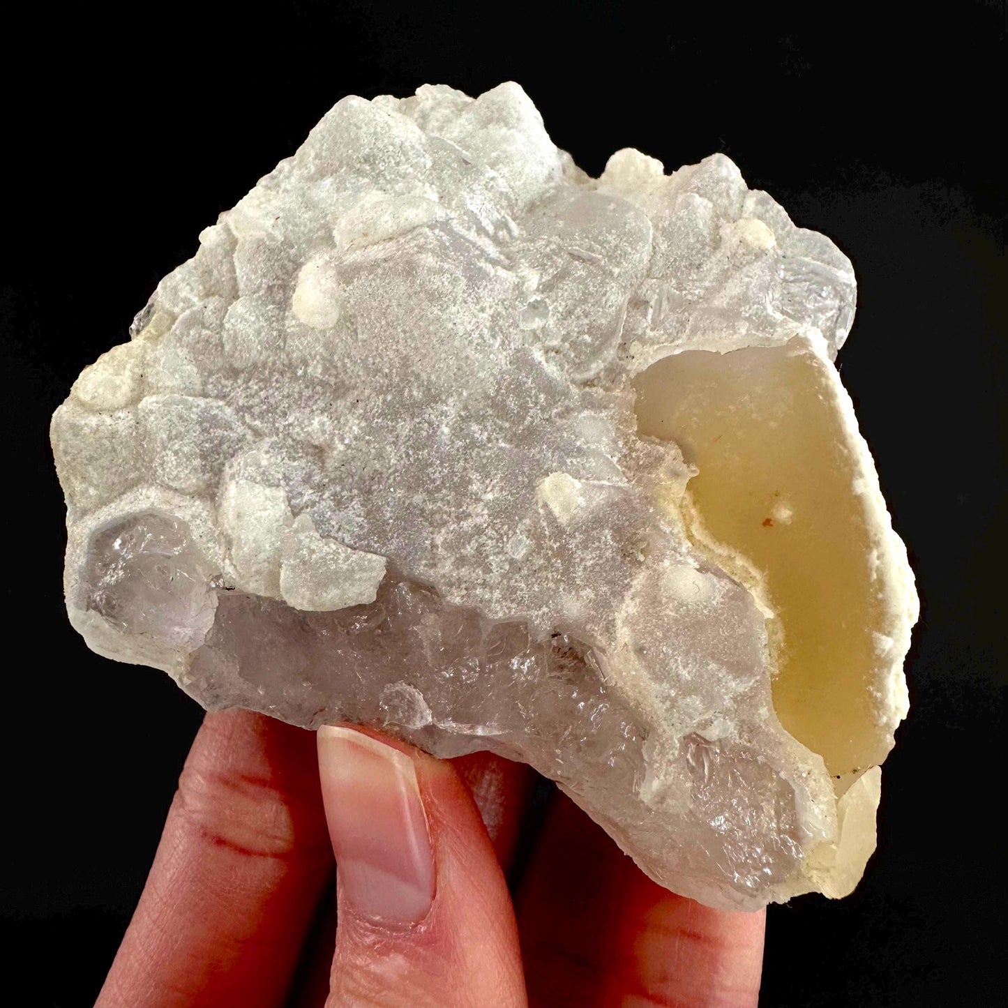 Botryoidal Fluorite on Quartz | yellow fried egg crystal, mineral specimen