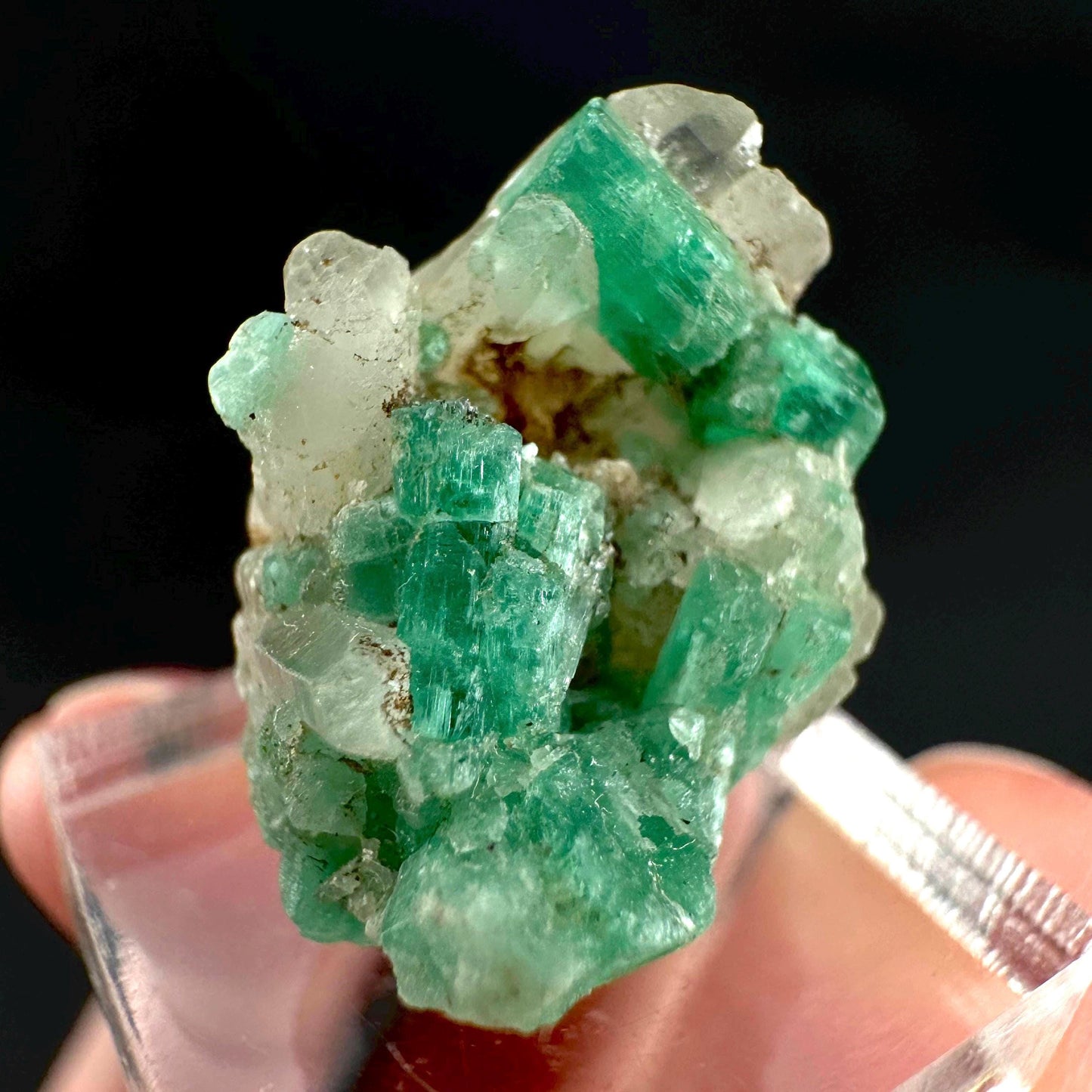 Emerald on Quartz | natural green crystal cluster, raw mineral specimen from Pakistan