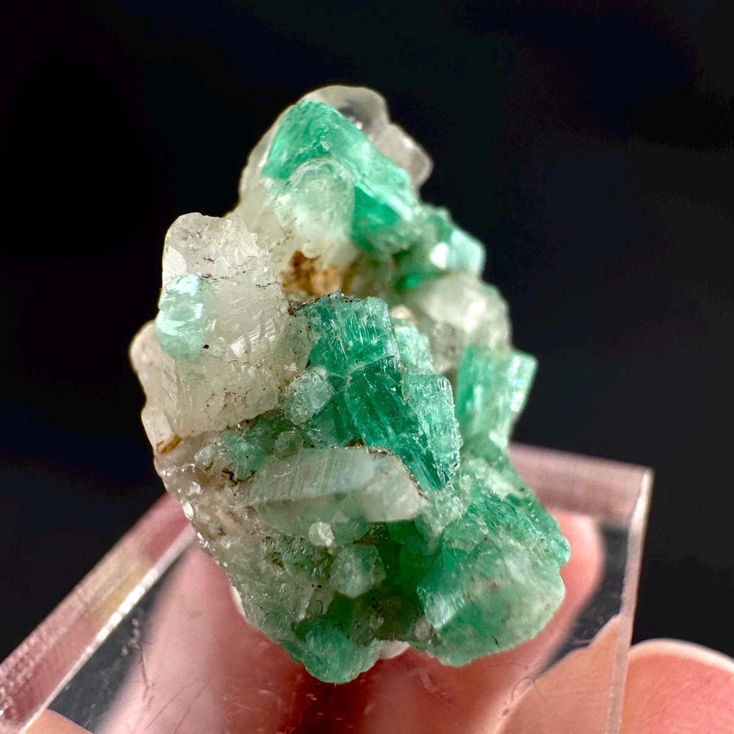 Emerald on Quartz | natural green crystal cluster, raw mineral specimen from Pakistan