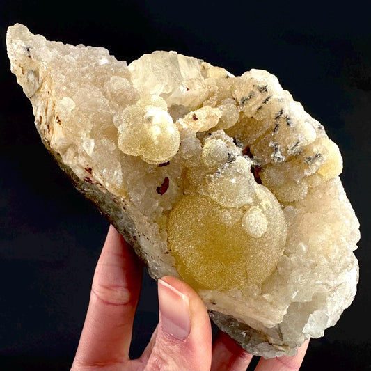 Botryoidal Fluorite on Quartz | yellow fried egg crystal, mineral specimen
