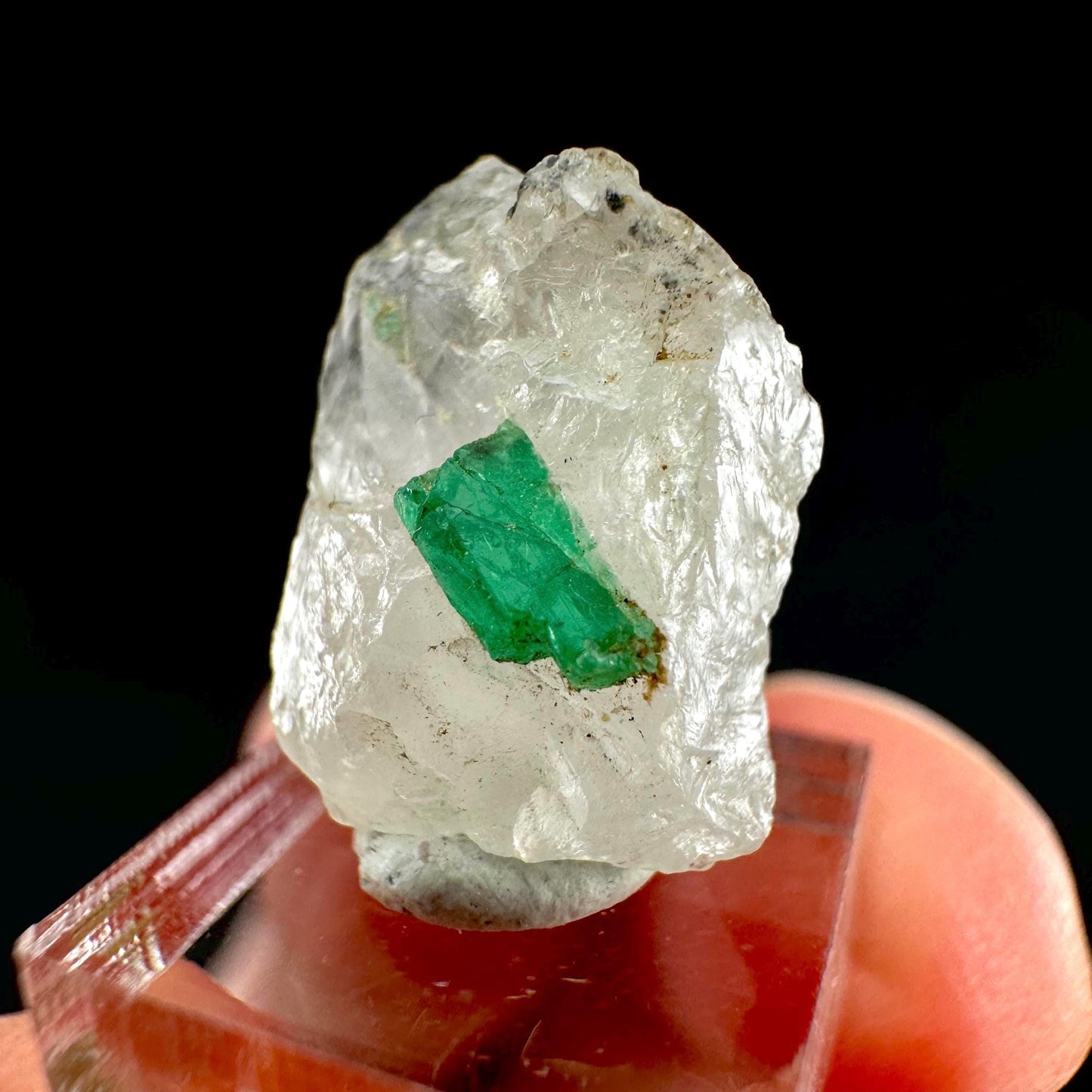 Emerald on Quartz | natural green crystal cluster, raw mineral specimen from Pakistan