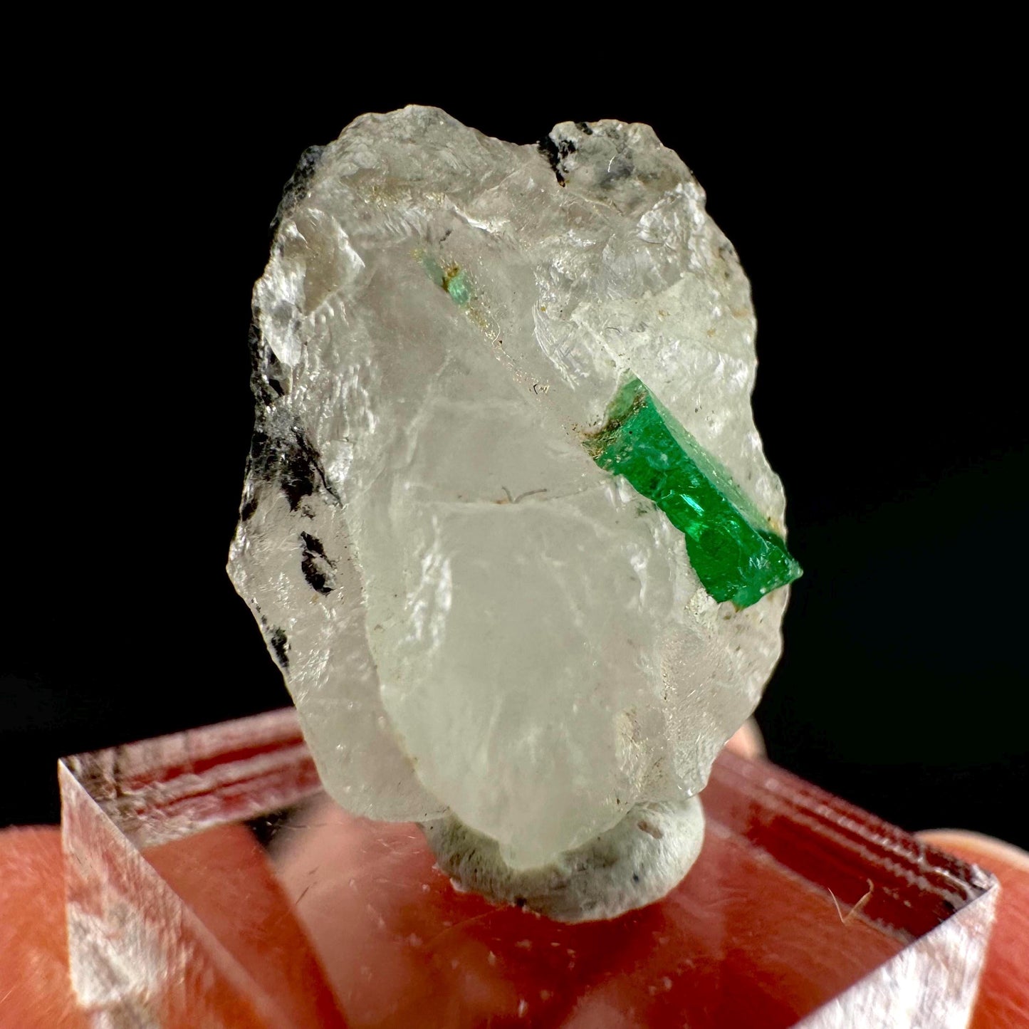 Emerald on Quartz | natural green crystal cluster, raw mineral specimen from Pakistan