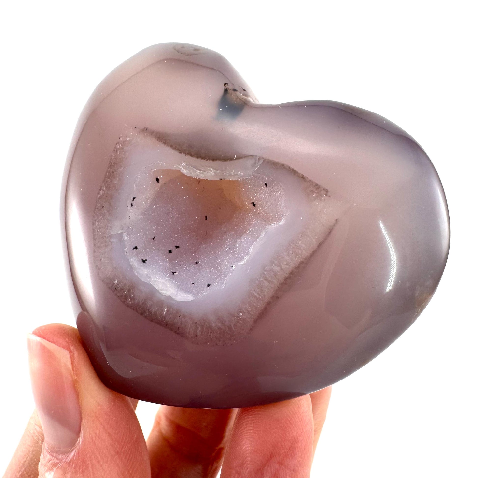 Druzy Agate Heart | Polished Crystal Geode