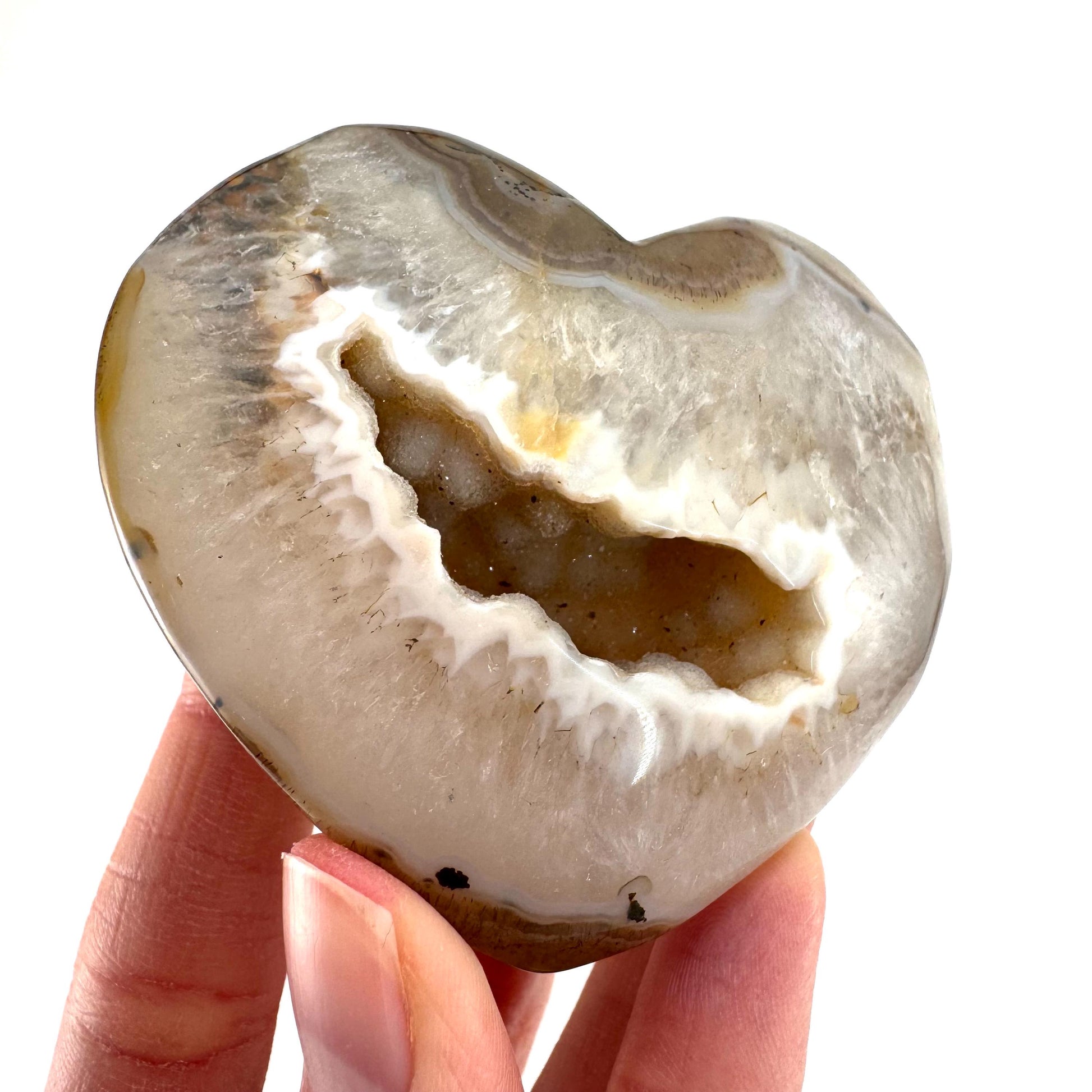 Druzy Agate Heart | Polished Crystal Geode