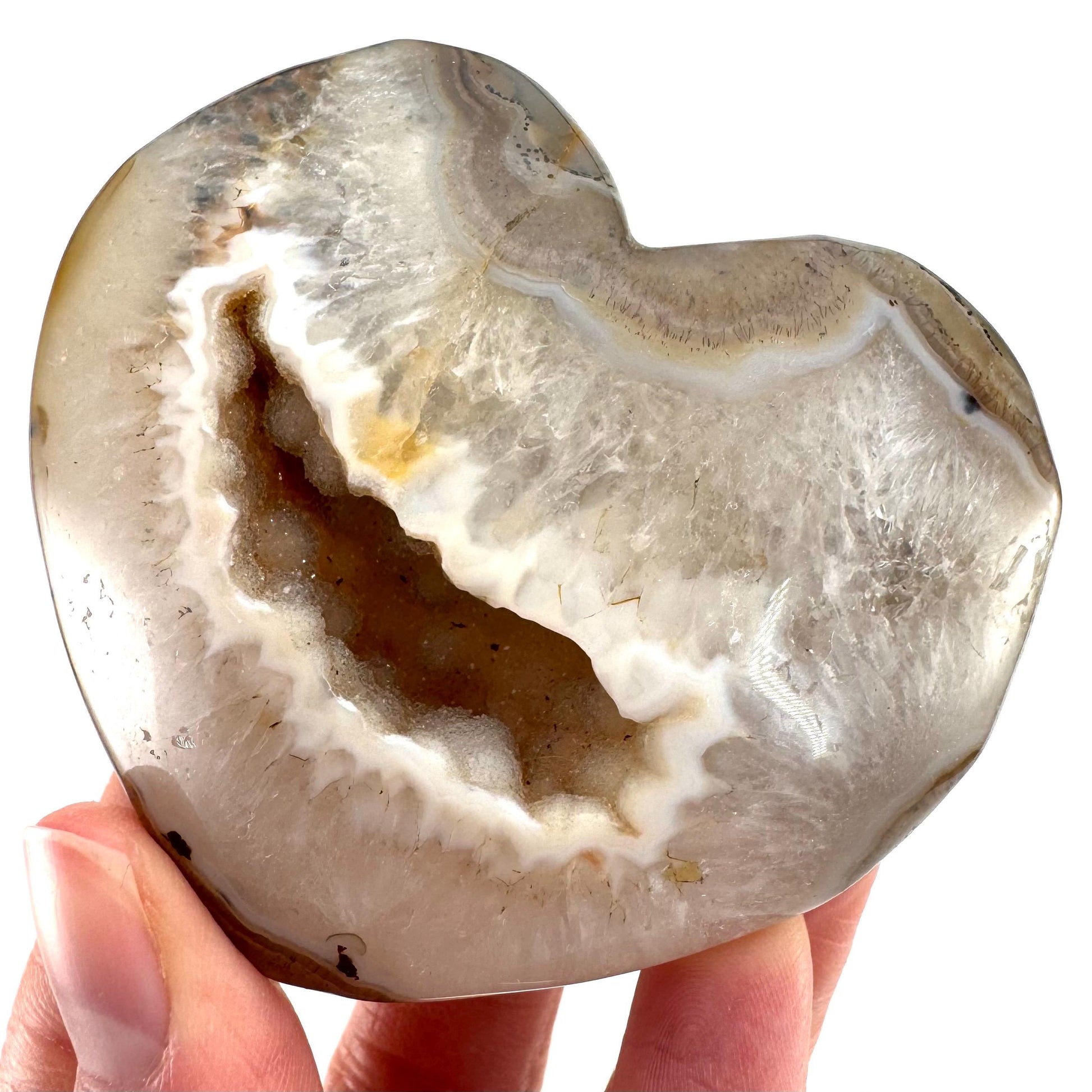 Druzy Agate Heart | Polished Crystal Geode