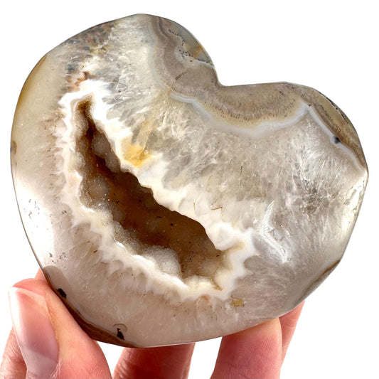 Druzy Agate Heart | Polished Crystal Geode
