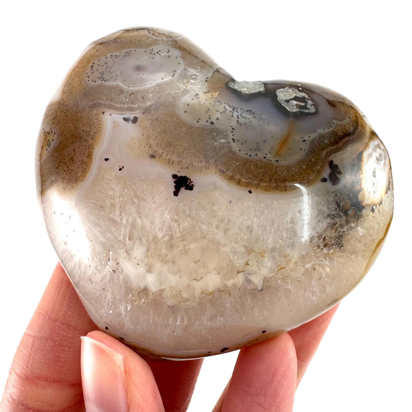 Druzy Agate Heart | Polished Crystal Geode