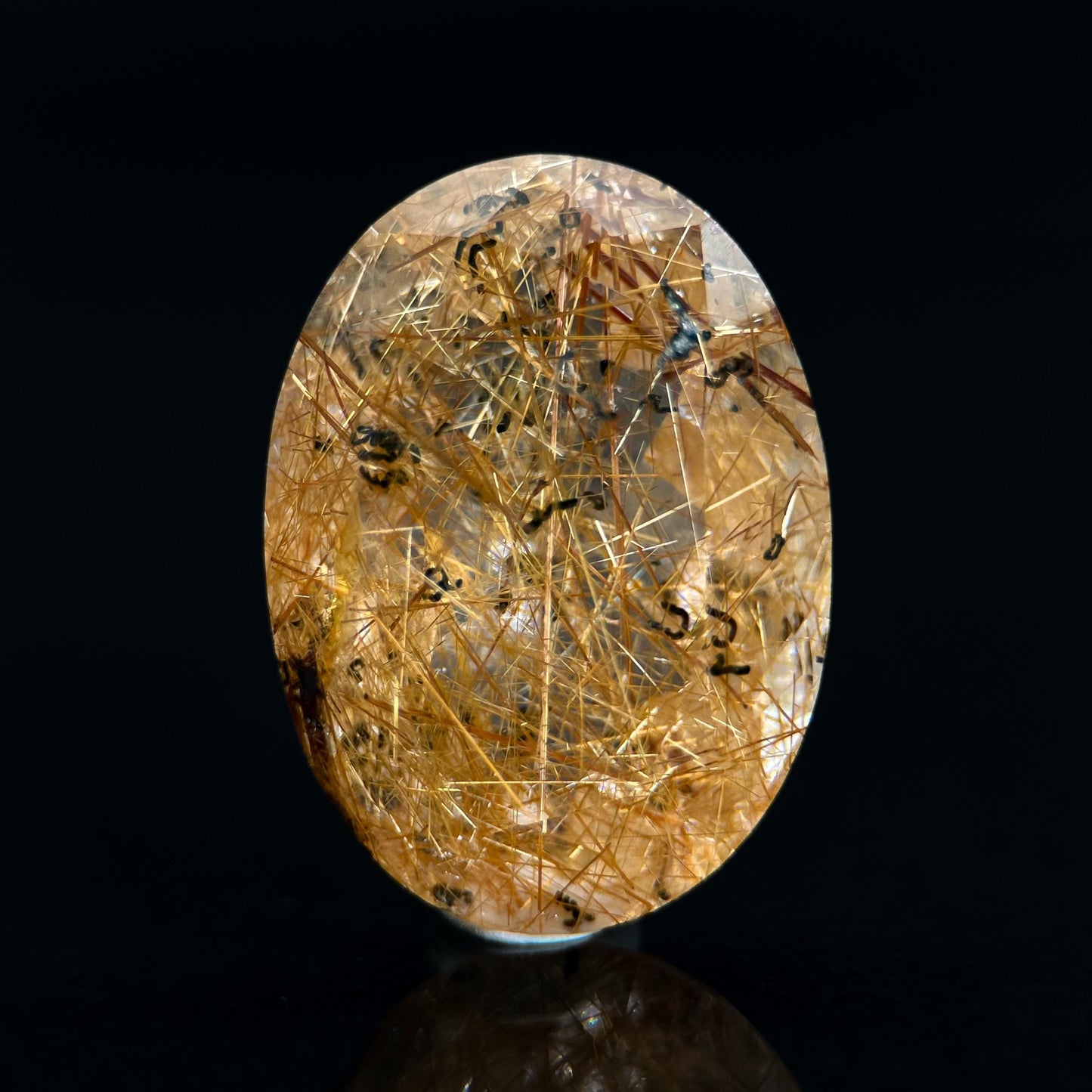 Golden Rutile Quartz Cabochon | Flashy Natural Gemstone