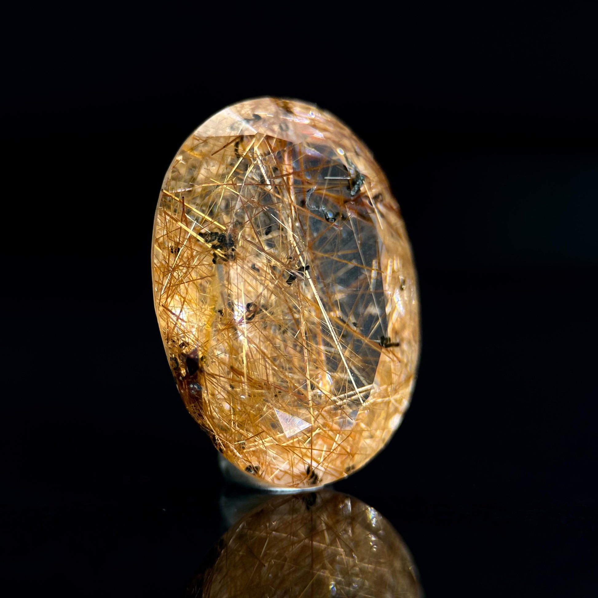Golden Rutile Quartz Cabochon | Flashy Natural Gemstone