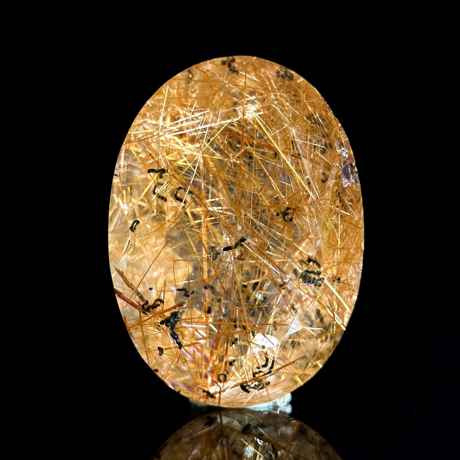 Golden Rutile Quartz Cabochon | Flashy Natural Gemstone