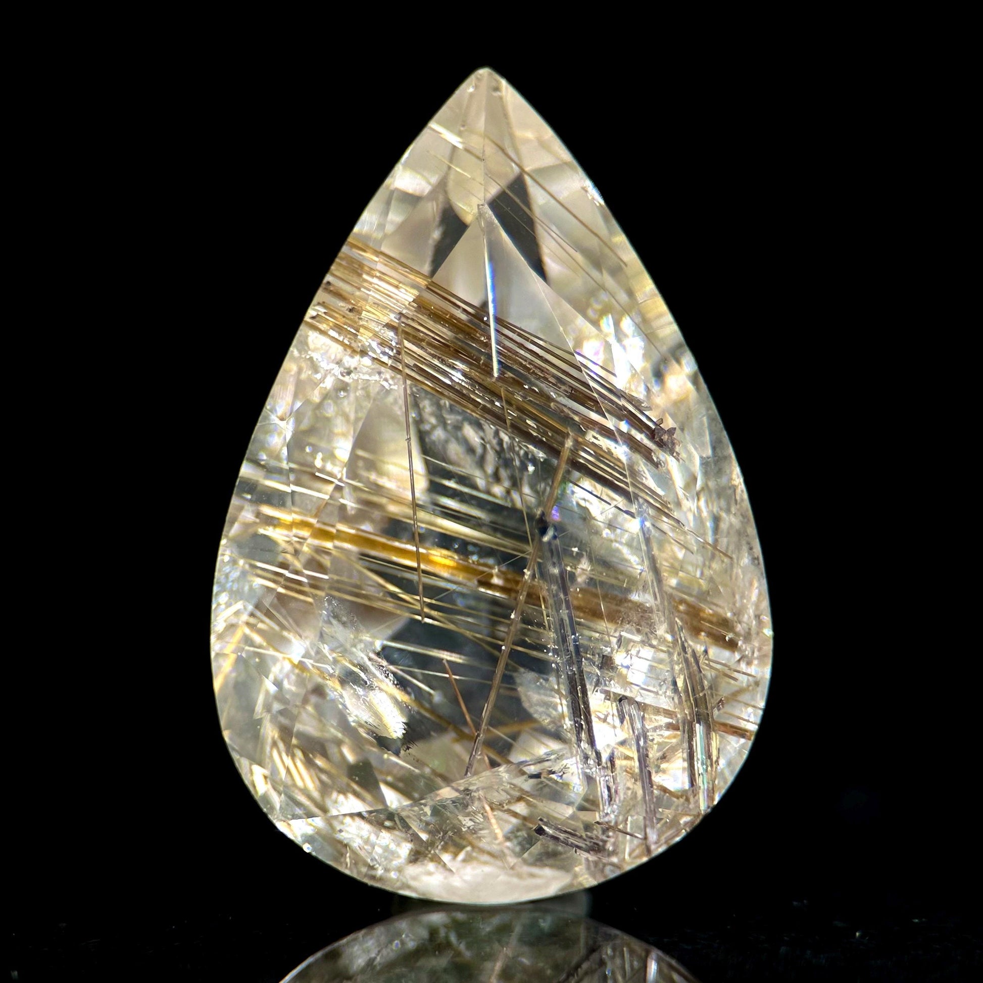 Golden Rutile Quartz Cabochon | Flashy Natural Gemstone