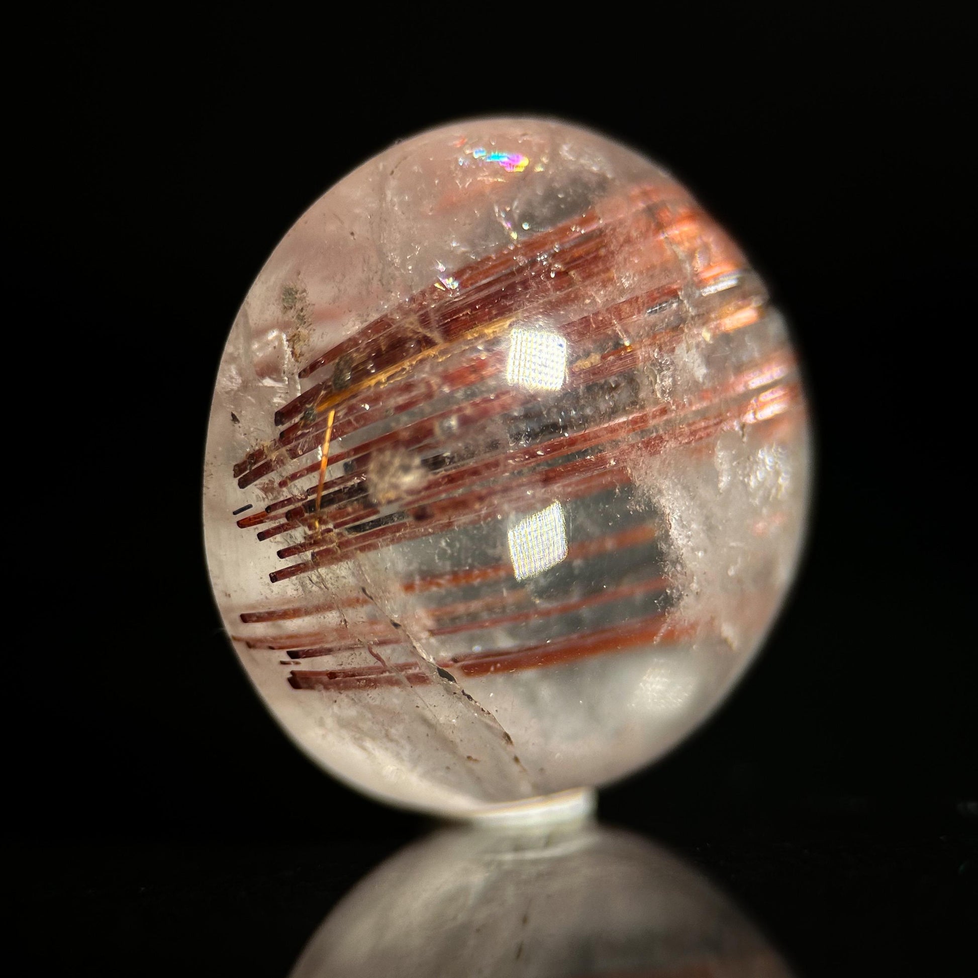 Red Rutile Quartz Cabochon | Flashy Natural Gemstone