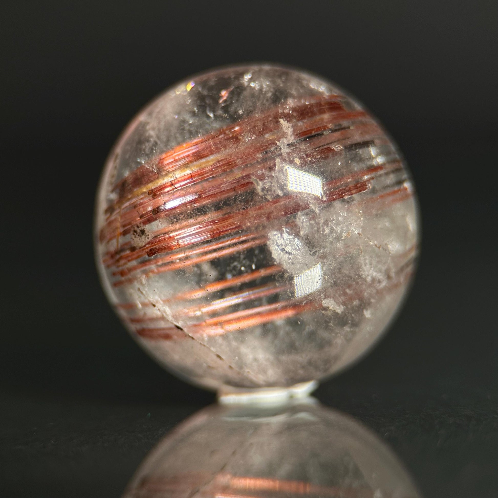 Red Rutile Quartz Cabochon | Flashy Natural Gemstone