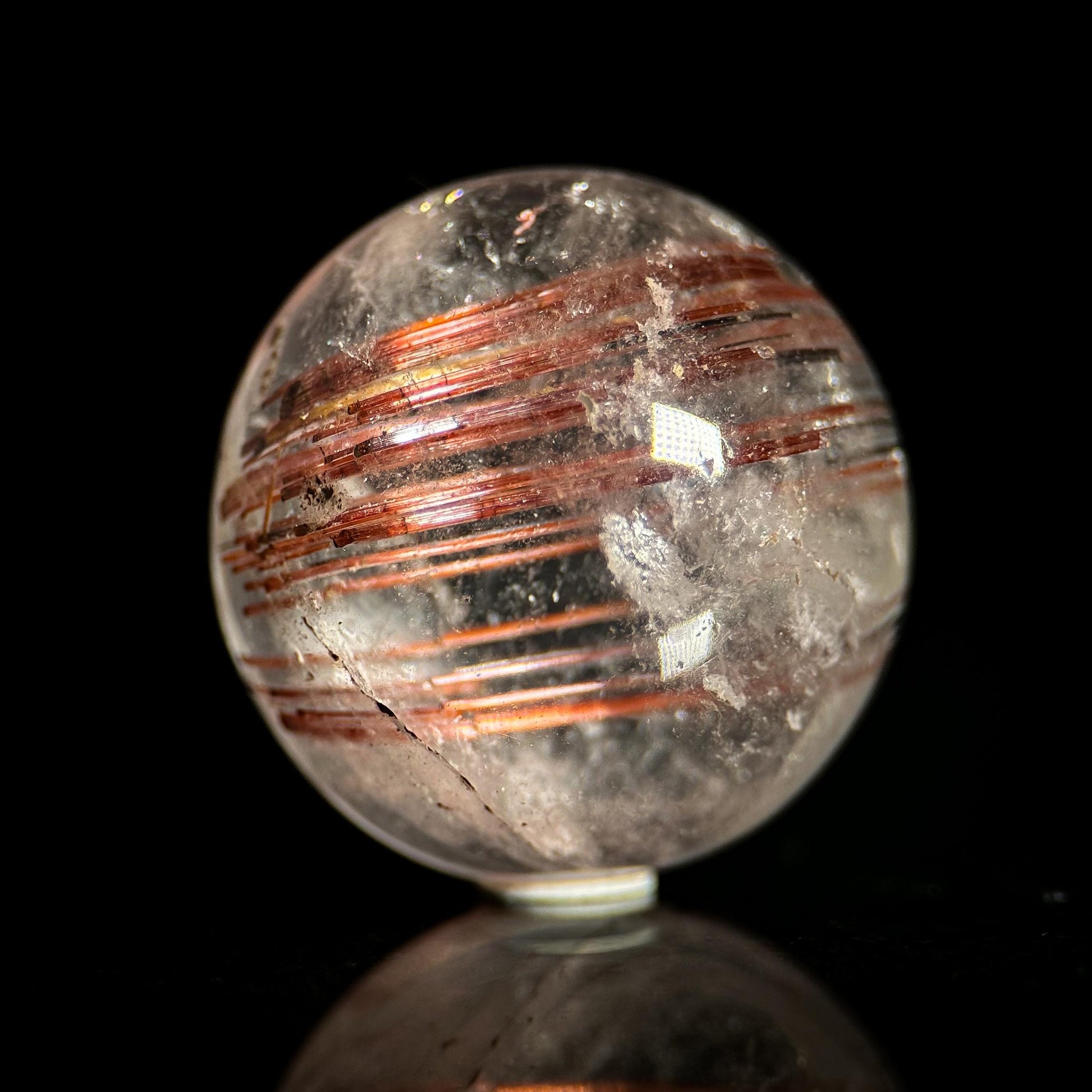 Red Rutile Quartz Cabochon | Flashy Natural Gemstone