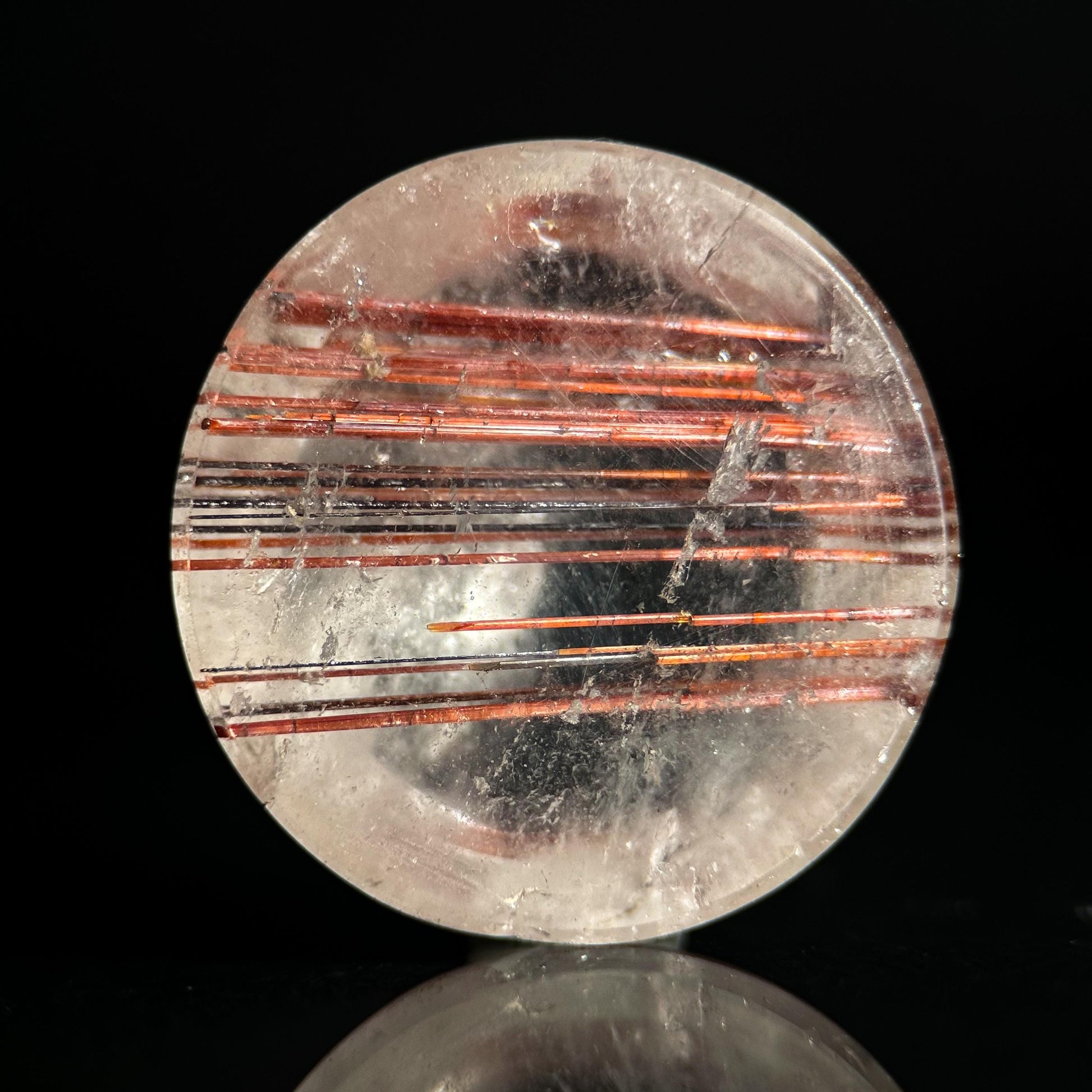 Red Rutile Quartz Cabochon | Flashy Natural Gemstone