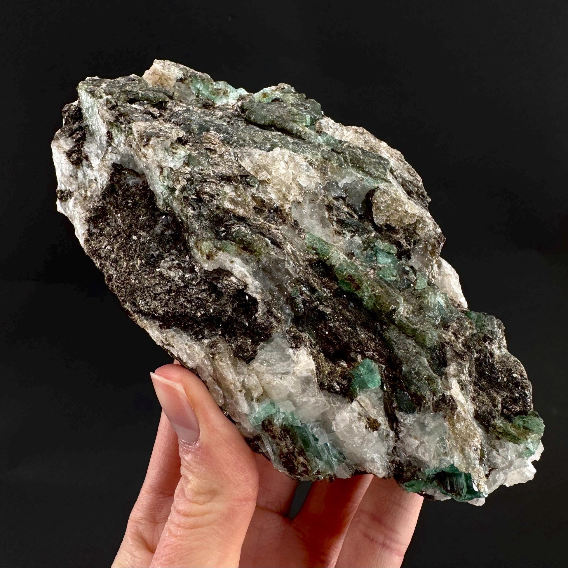 Emerald on Matrix | natural green crystal cluster, raw mineral specimen from Pakistan