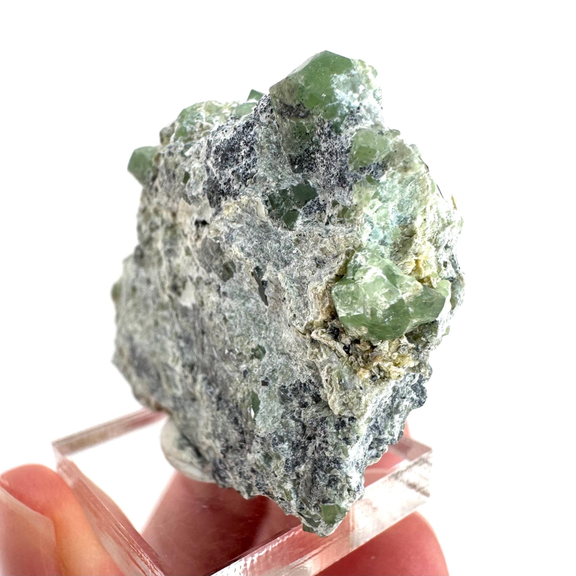 Demantoid Garnet on Matrix | raw green crystal, mineral specimen from Pakistan