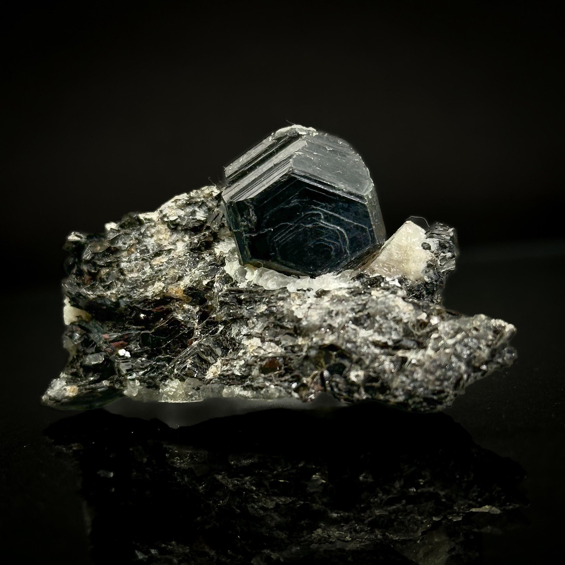 Sapphirine on Matrix | dark blue crystal, rare mineral specimen from Madagascar