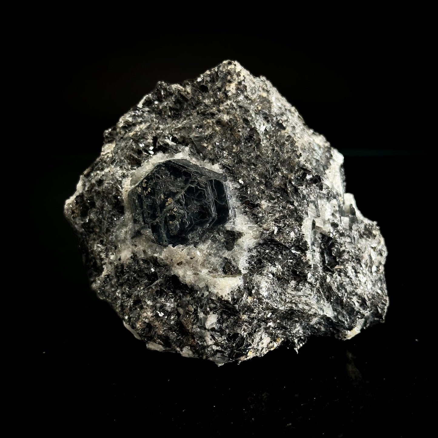 Sapphirine on Matrix | dark blue crystal, rare mineral specimen from Madagascar