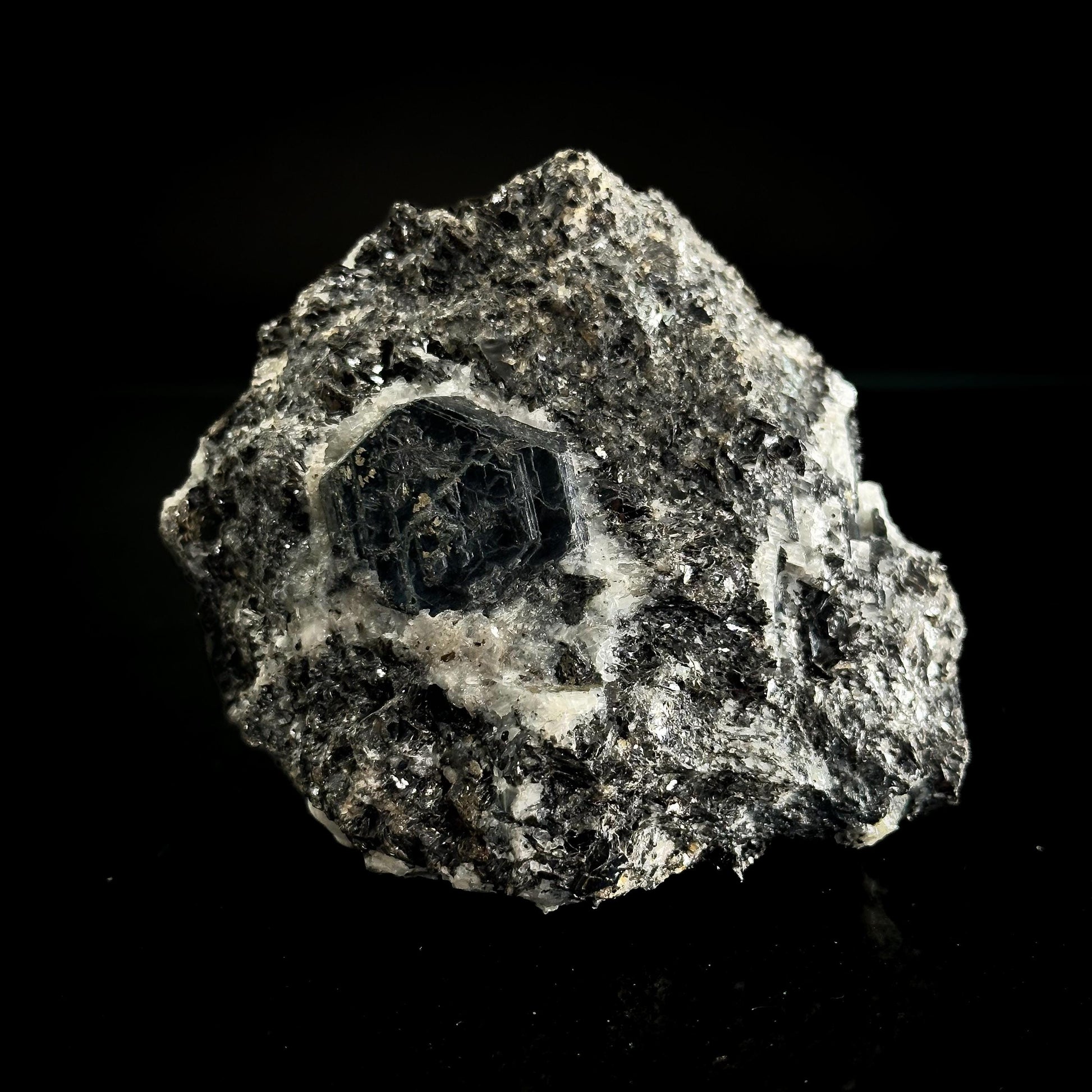 Sapphirine on Matrix | dark blue crystal, rare mineral specimen from Madagascar