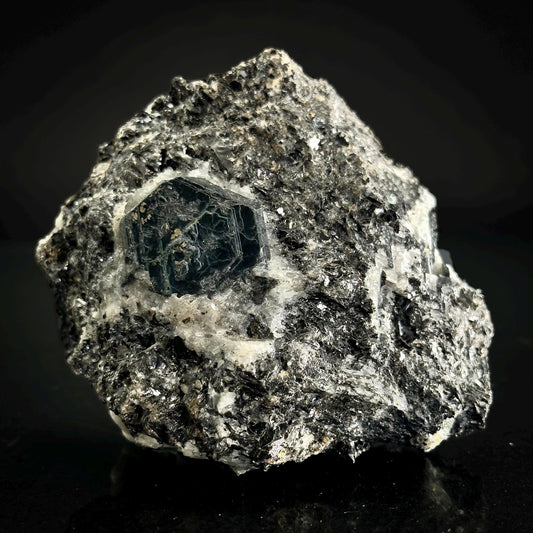 Sapphirine on Matrix | dark blue crystal, rare mineral specimen from Madagascar