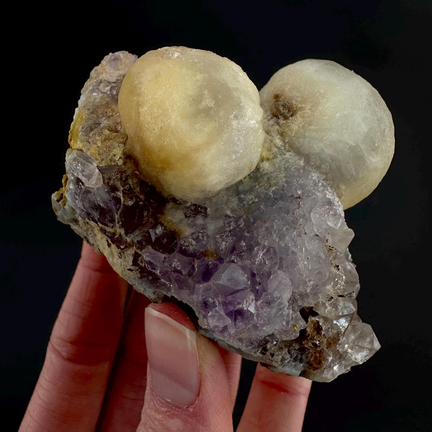 Botryoidal Fluorite on Quartz | yellow fried egg crystal, mineral specimen