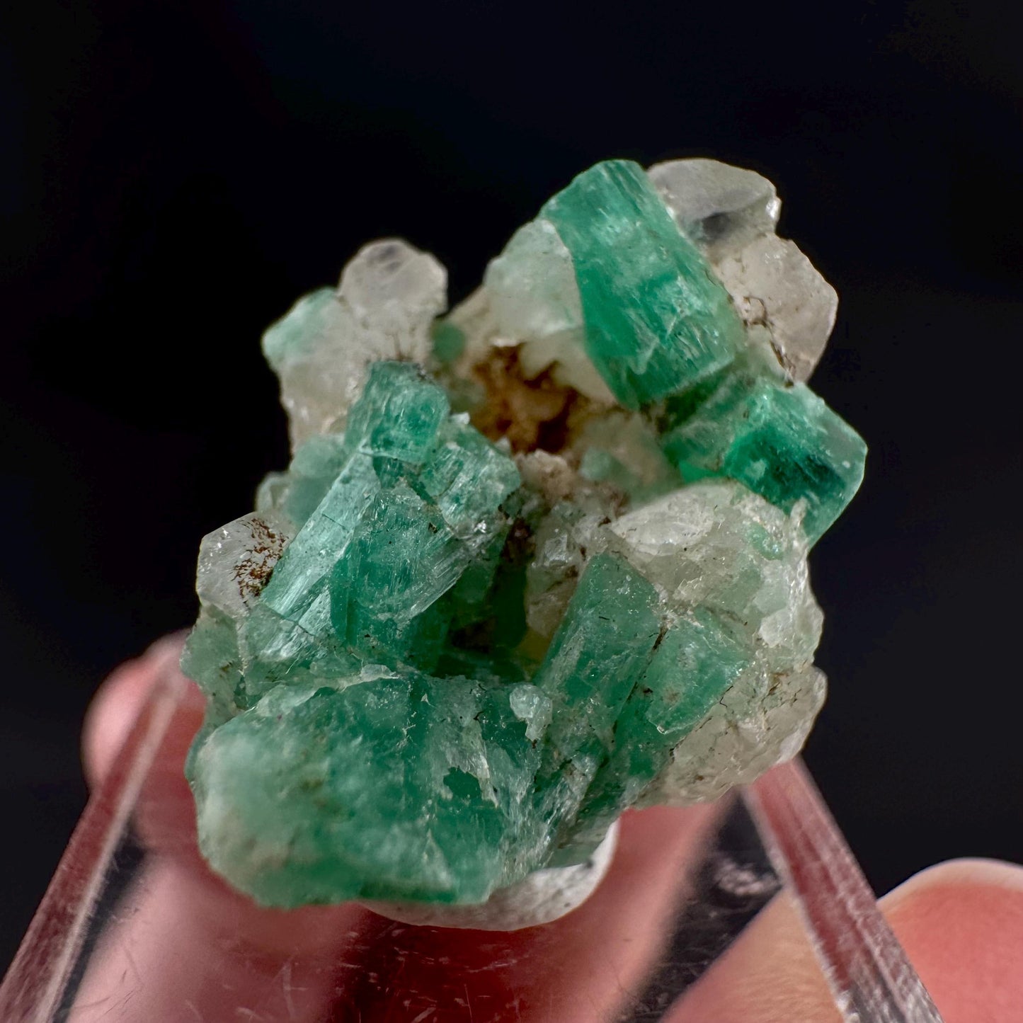 Emerald on Quartz | natural green crystal cluster, raw mineral specimen from Pakistan