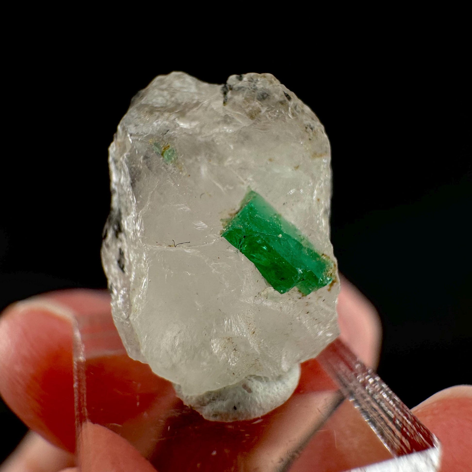 Emerald on Quartz | natural green crystal cluster, raw mineral specimen from Pakistan