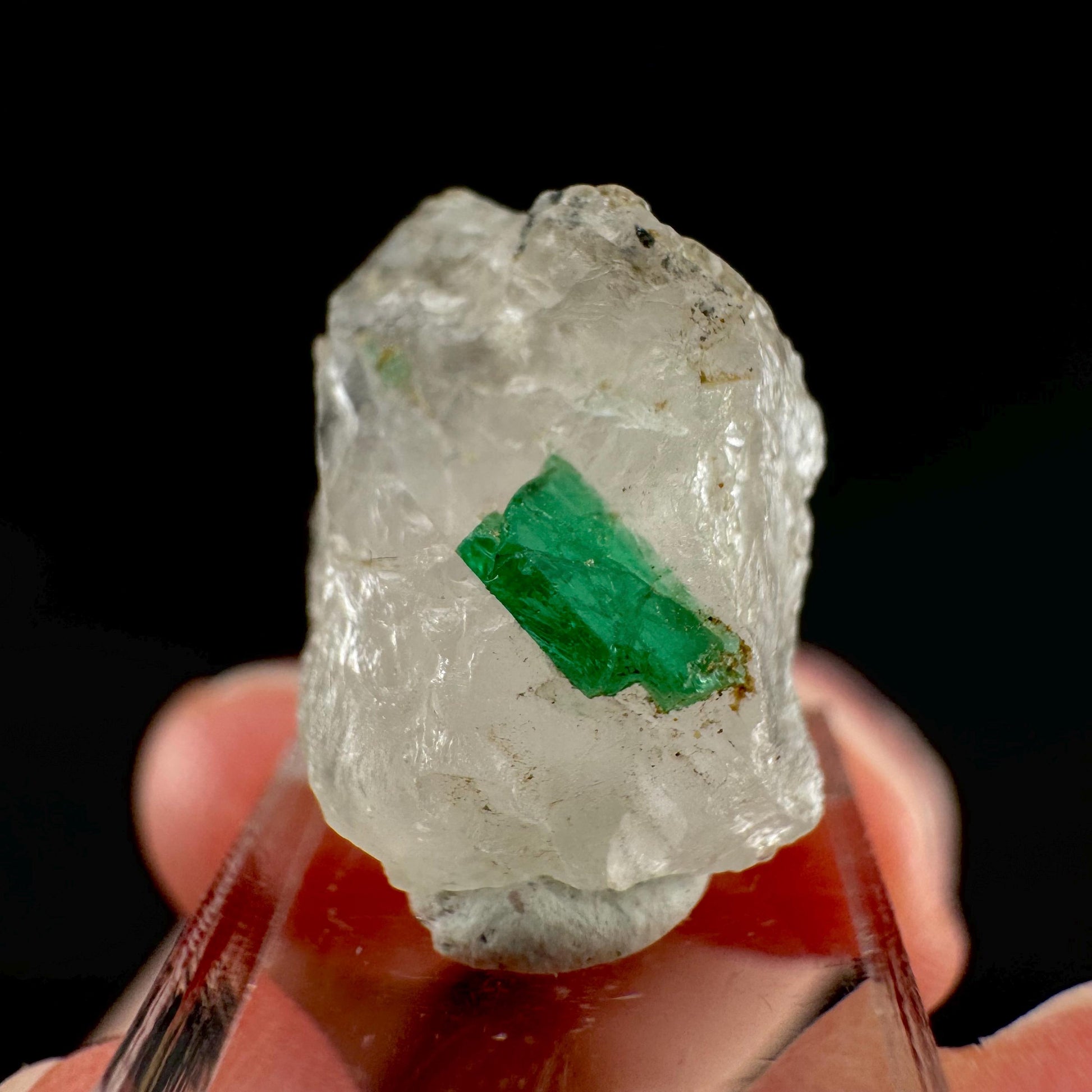 Emerald on Quartz | natural green crystal cluster, raw mineral specimen from Pakistan