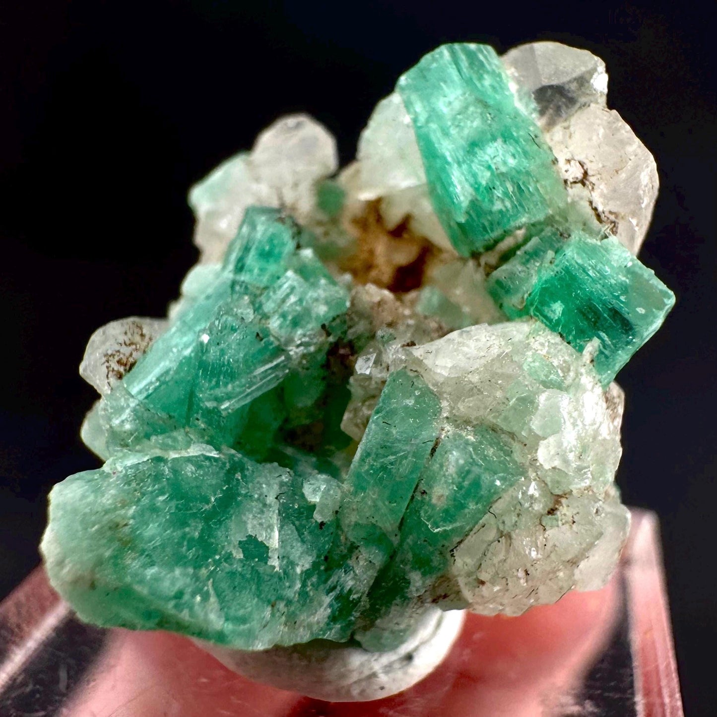 Emerald on Quartz | natural green crystal cluster, raw mineral specimen from Pakistan