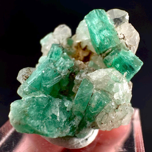 Emerald on Quartz | natural green crystal cluster, raw mineral specimen from Pakistan