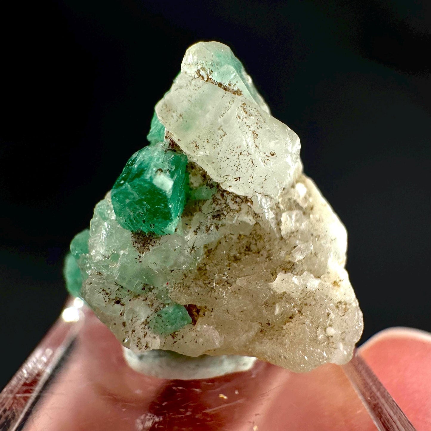 Emerald on Quartz | natural green crystal cluster, raw mineral specimen from Pakistan