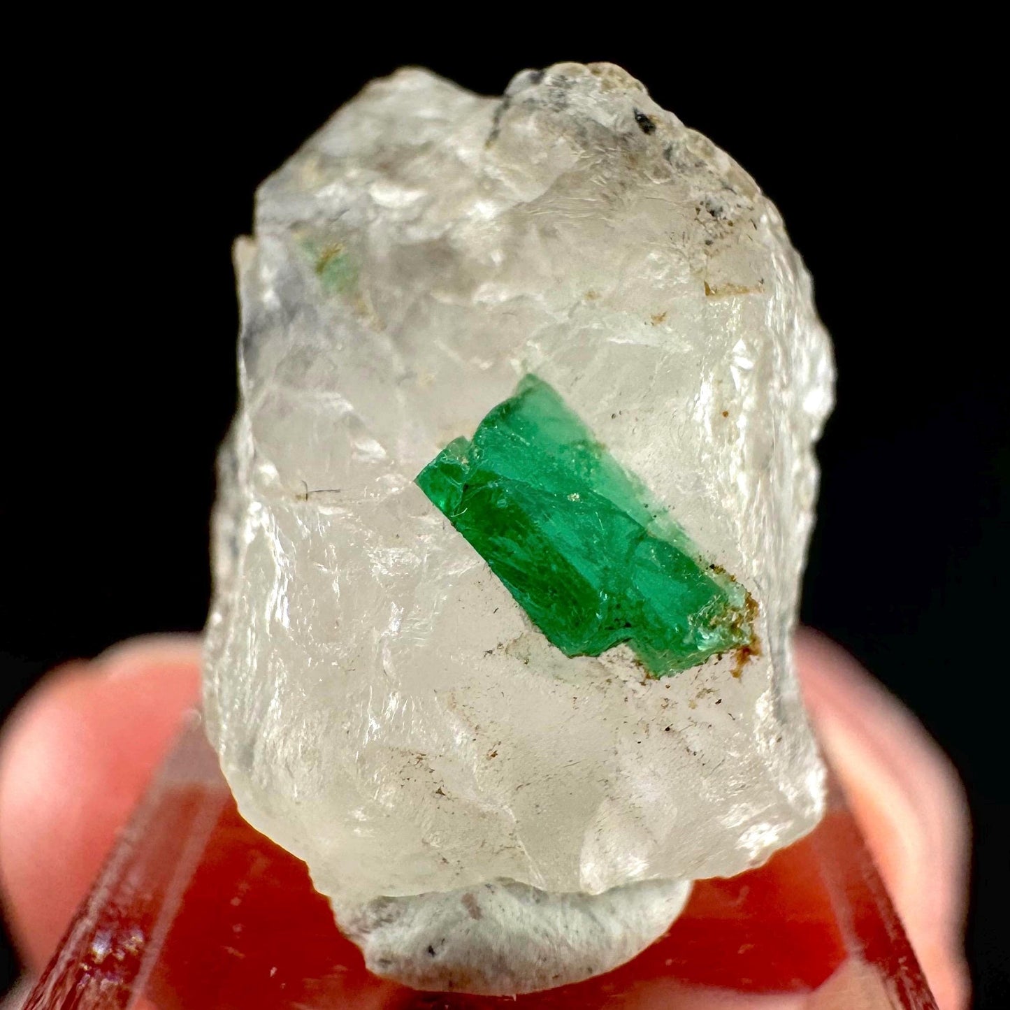 Emerald on Quartz | natural green crystal cluster, raw mineral specimen from Pakistan