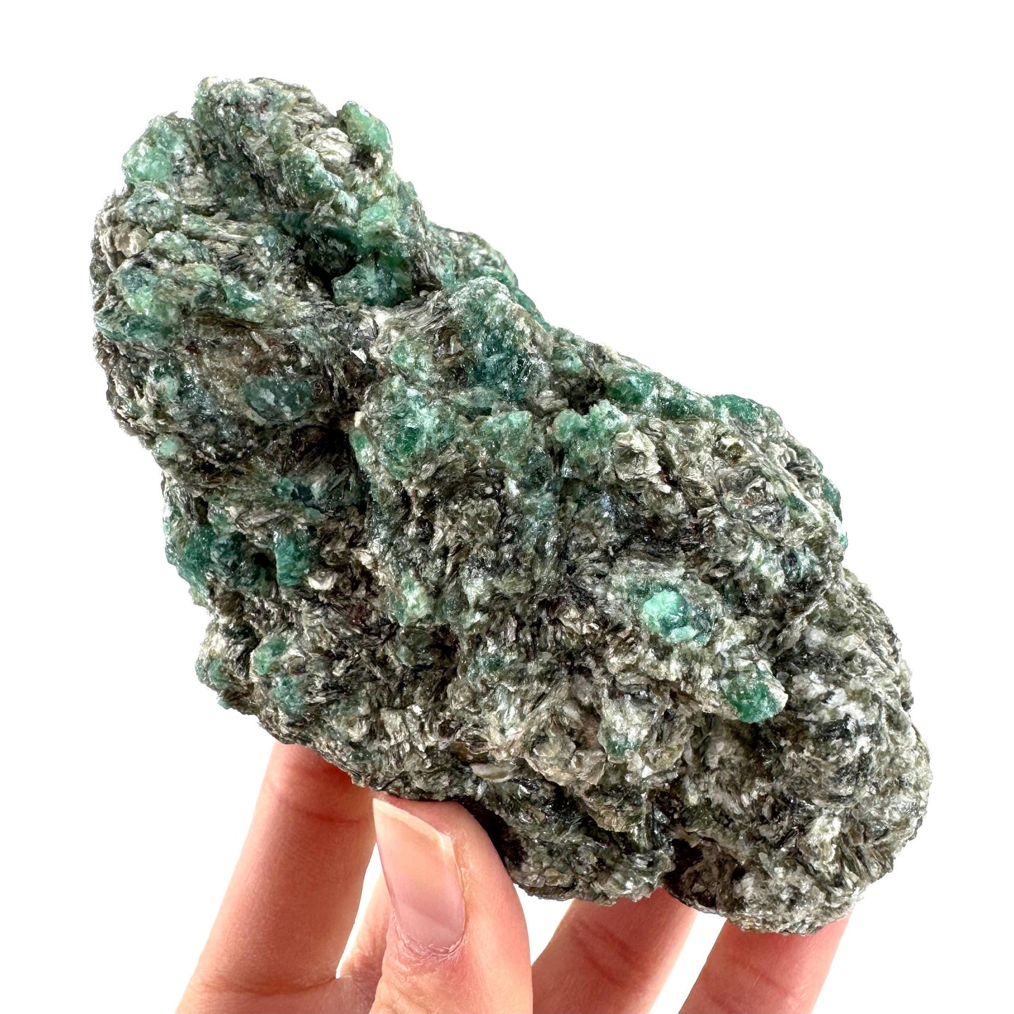 Emerald Mica in Matrix | natural green crystal, mineral specimen from Zimbabwe