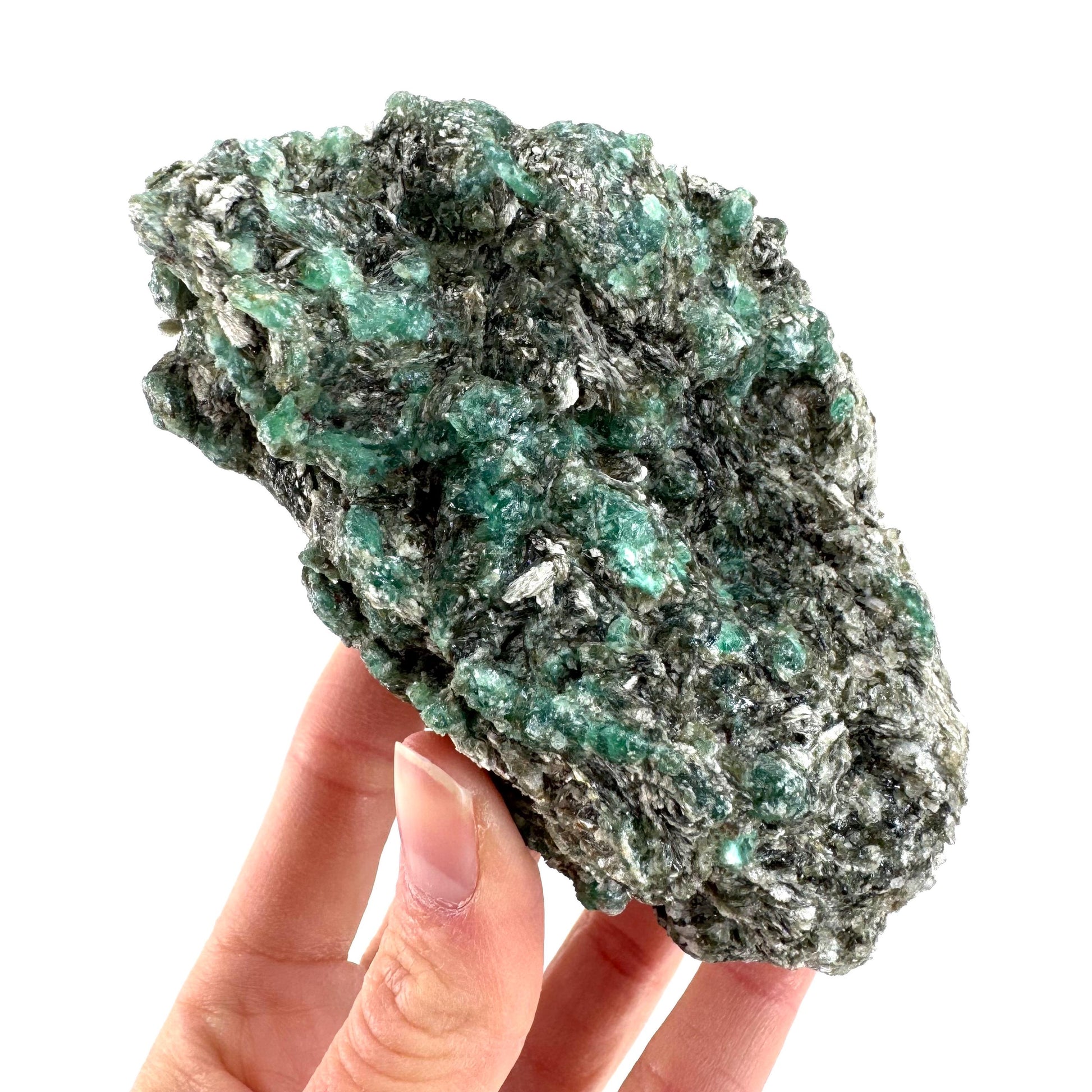 Emerald Mica in Matrix | natural green crystal, mineral specimen from Zimbabwe